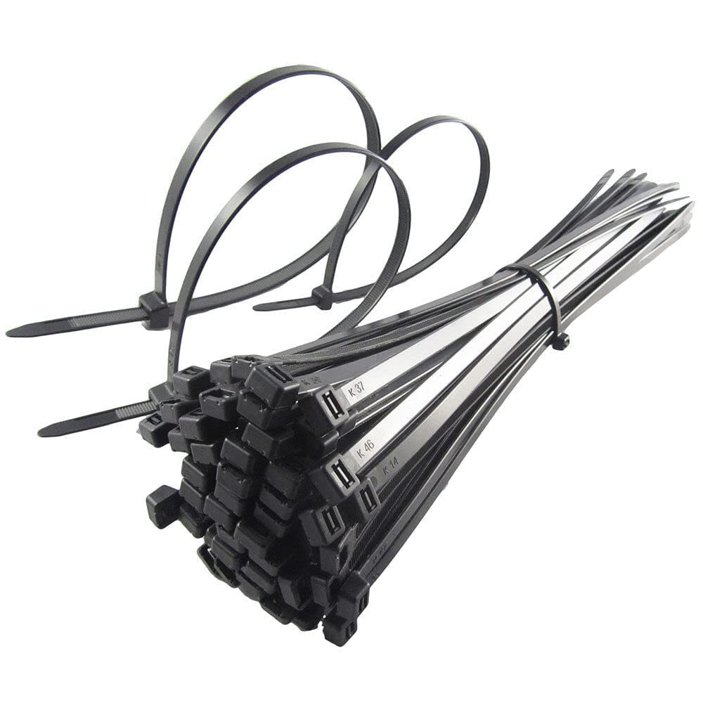 Kuber Industries 200 MM Self Locking Cable TiesHeavy Duty Nylon Zip TiesPack of 100 Black