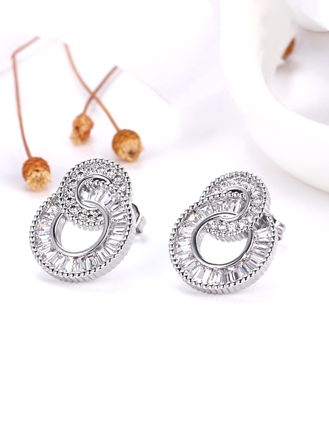 Yellow Chimes Drop Earrings for Women with White Crystal Silver-toned Glamour Spark Drop Earrings For Women  Girls