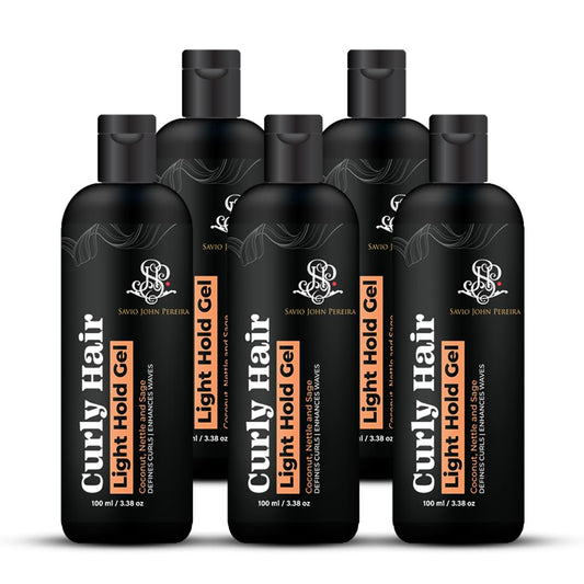 Curly Hair Gel Light - Curly Hair Products  Strong Hold  Definition  Frizz  Moisturizing Formula for Curly Hair By Savio John Pereira - 100 ml Pack of 5