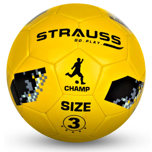 STRAUSS Official Football Size 3, Professional Match Ball for Indoor/Outdoor Games, Training for Kids/Adults, Granular Texture, Yellow