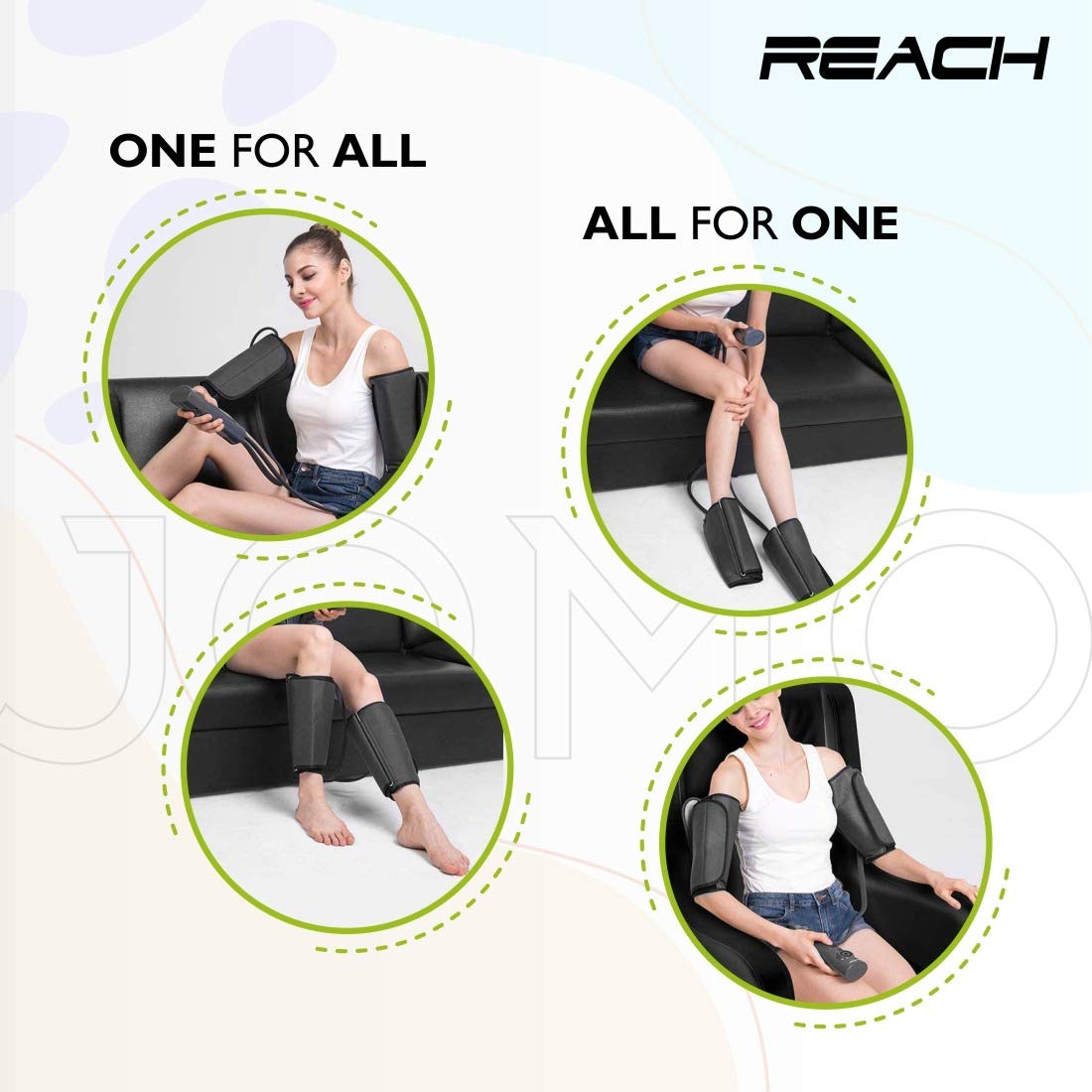 Reach Jomo Leg Calf  Foot Massager  Air Compression Leg Massager for Pain Relief Muscle Relaxation  Blood Circulation  Portable Air Pressure Massager