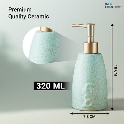 The Better Home 320ml Green Ceramic Dispenser Set of 4 for Kitchen, Wash-Basin, Bathroom - Ideal for Shampoo, Hand Wash, Sanitizer, Lotion.