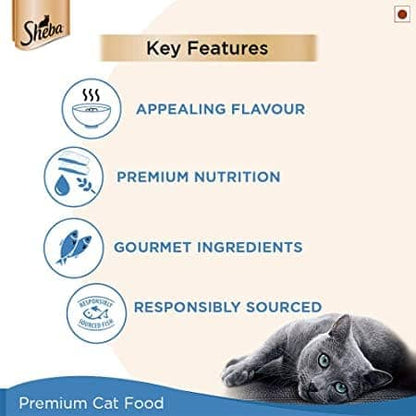 Sheba Maguro  Bream Fish Mix Premium Cat Wet Food and Salmon Flavour Irresistible All Life Stages Cat Dry Food Combo