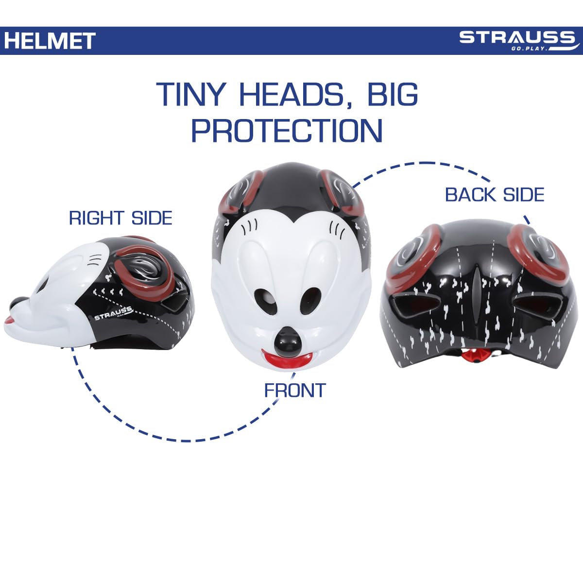 Strauss Kids Cycling Helmet, Lightweight, Superior Ventilation, Adjustable Size, Multisport for Cycling, Skating, Skateboarding, Black.