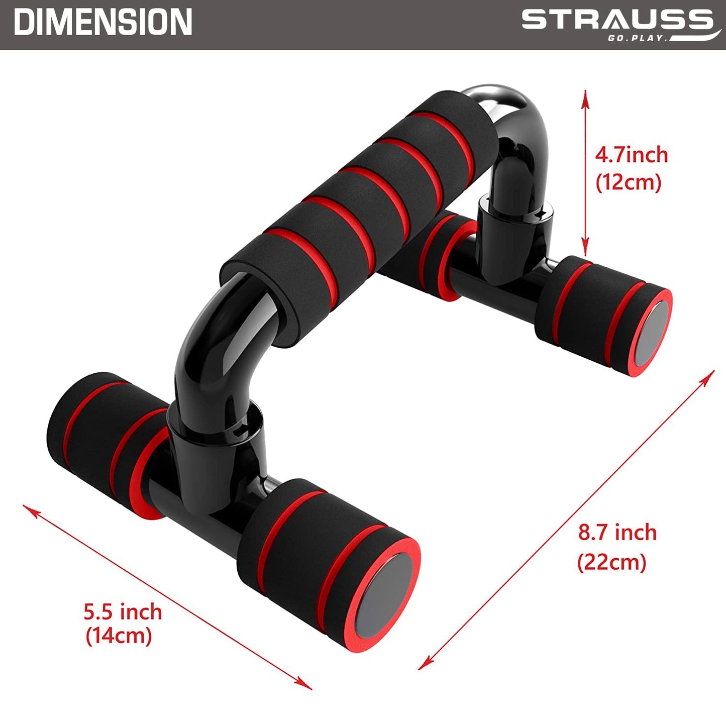 Strauss Moto Push up Bar Pair BlackRed