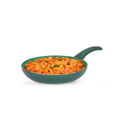 USHA SHRIRAM 18cm Emerald Non Stick Fry Pan, Minimal Oil Cooking, Nonstick Egg Fish Fry Pan, Green.