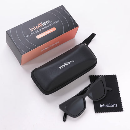 Intellilens Stylish Sunglasses, 100 UV Protected, Lightweight, Durable, Premium Look, Black Lenses, Women, Medium, Kendall Jenner Style