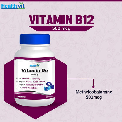 Healthvit Vitamin B12 500 mcg - 60 Tablets