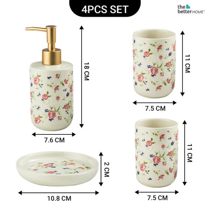 The Better Home White Ceramic Soap & Lotion Dispenser Set for Kitchen & Bathroom - 4Pcs