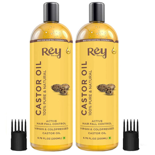 Rey Naturals Cold Pressed Virgin Castor Hair Oil for Hair Growth, Nail Cuticles, Eyelash, Eyebrows, Hydrates Skin, Reduces Wrinkles, 400ml.