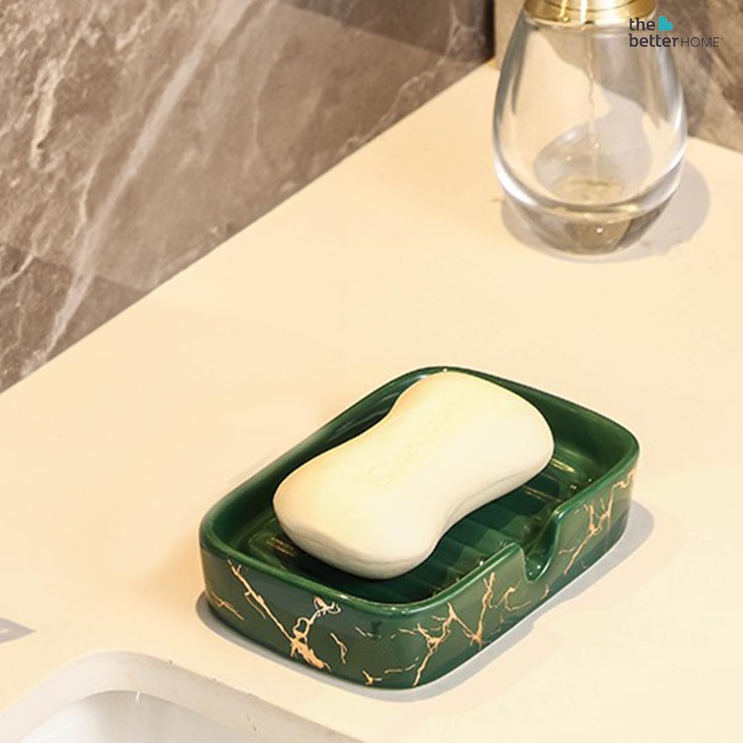 The Better Home Bath Accessories for Bath Tub or Wash Basin Soap Dish Tray Ceramic Soap CaseSoap Dish Tray  Green Set of 6