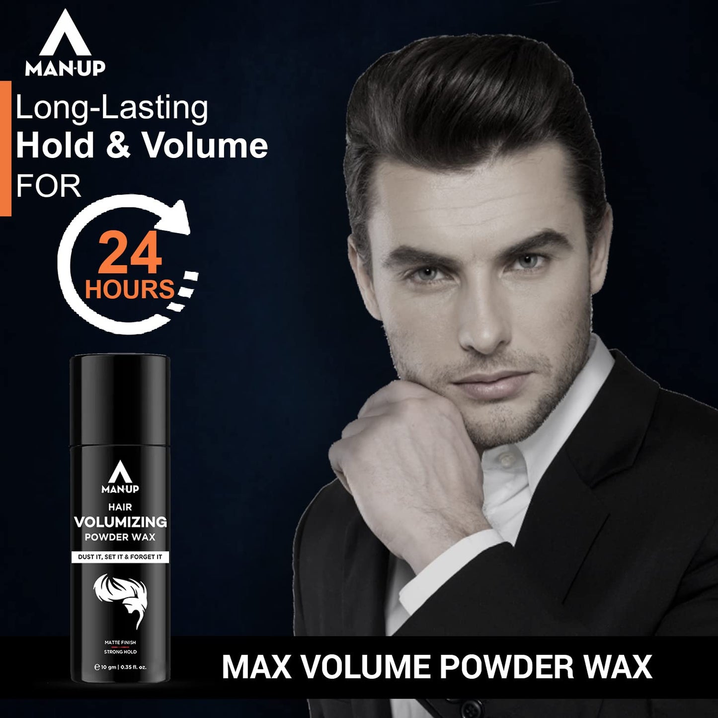 Man-Up Hair Volumizing Powder Wax For Men  Strong Hold With Matte Finish Hair Styling  All Natural Hair Styling Powder  For All Hair Types - 10gm Pack of 50