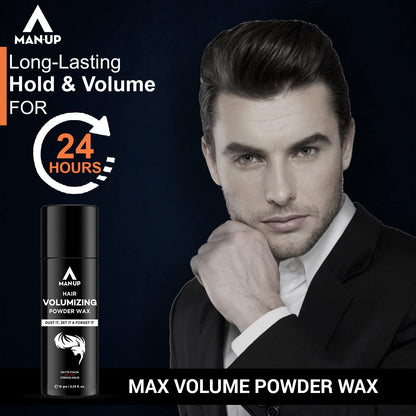 Man-Up Hair Volumizing Powder Wax for Men, Strong Hold, Matte Finish, All Natural, 10gm Pack of 100.