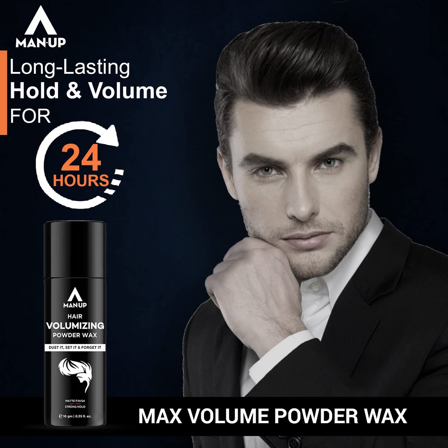 Man-Up Hair Volumizing Powder Wax For Men  Strong Hold With Matte Finish Hair Styling  All Natural Hair Styling Powder  For All Hair Types - 10gm Pack of 2