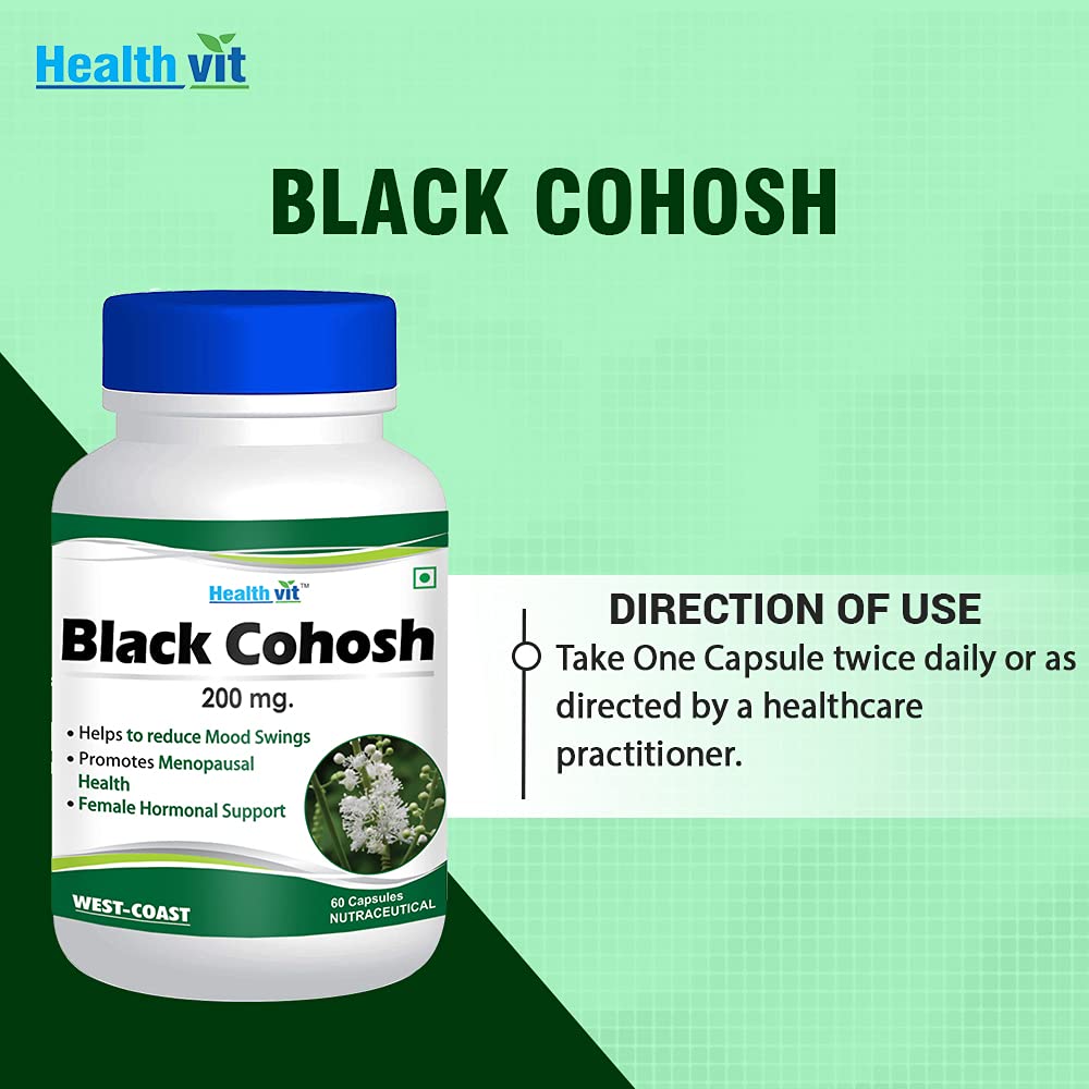 Healthvit Black Cohosh Root Extract 200mg For Women  Helps To Reduce Mood Swings  Promotes Menopausal Health  100 Natural And Vegan  60 Capsules