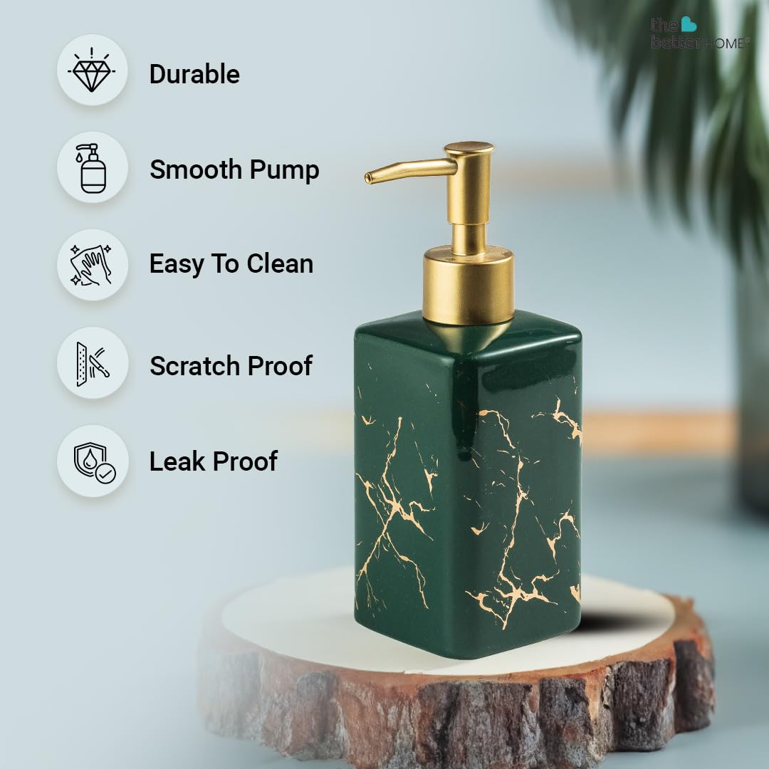 Better Home Ceramic Soap Dispenser Set, 320ML, 3Pcs for Bathroom, Kitchen, Hand Soap, Wash Basin.