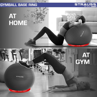 Strauss Gym Ball Base Ring  Round Anti SlipThickened  Stable Base Yoga Ball Fitness Balance Base  Suitable for HomeGym  OfficeRed