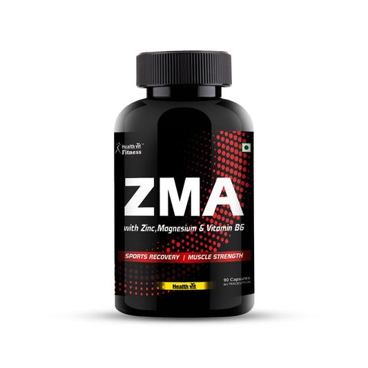 Healthvit Fitness ZMA: Nighttime Recovery, Sleep Quality, Strength, Zinc Magnesium B6, Metabolism & Immunity Booster - 90 Capsules