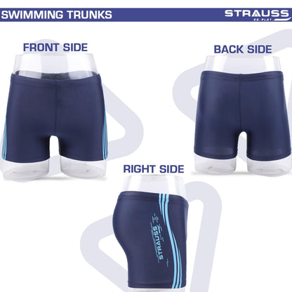 STRAUSS Men's Swimming Shorts, Size S, Blue Lines. Ideal for Gym, Running, Cycling, Swimming, Basketball, Cricket, Yoga, Football, Tennis, Badminton.