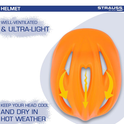 Strauss GlideX Cycling Helmet, Lightweight, Superior Ventilation, EPS Foam Lining, for Adults & Kids, Orange.