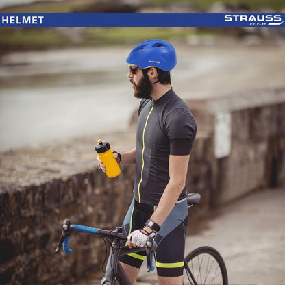 Strauss GlideX Cycling Helmet, Lightweight, Superior Ventilation, EPS Foam Lining, for Adults & Kids, Blue.