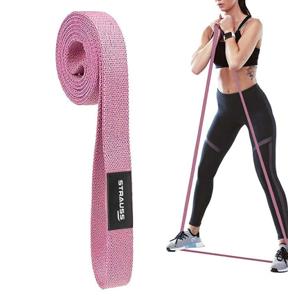 Strauss Fabric Resistance Bands for Exercise & Workout, Ideal for Stretching, Chin Ups, Physical Therapy, Home Exercise for Men & Women, Pink