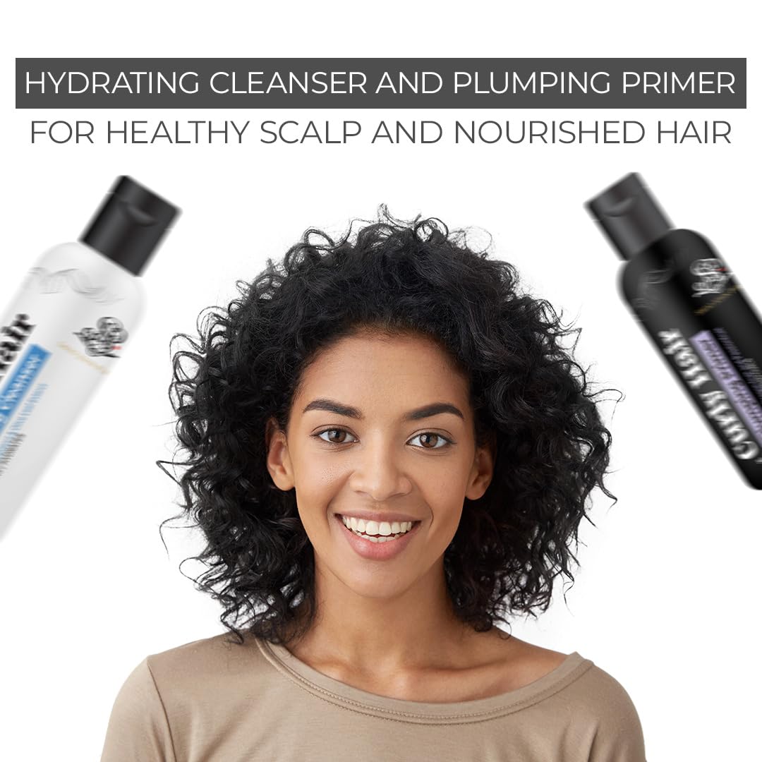 Curly Hair Plumping Primer & Hydrating Cleanser Combo by Savio John Pereira - Pack of 2 for frizzy, curly hair volume & care.