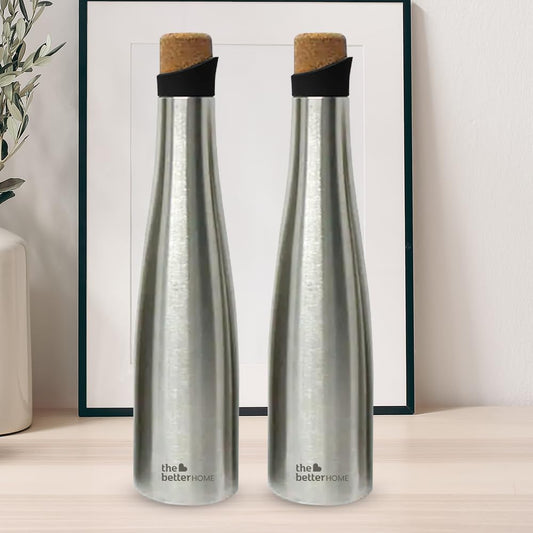 The Better Home Insulated Stainless Steel Water Bottle, 750ml, Pack of 2, 18 Hours Insulation, Leak Proof, BPA Free, Silver.