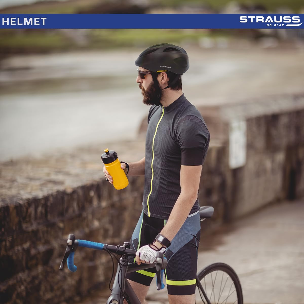 Strauss GlideX Cycling Helmet, Lightweight, Superior Ventilation, EPS Foam Lining, for Adults & Kids, Black.