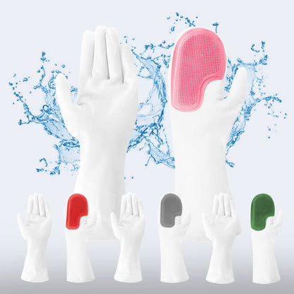 Silicon Gloves: Kitchen, Pet Grooming, Gardening. Reusable, Heat Resistant, Non-Slip, Durable. Model MS-2010, Pink.