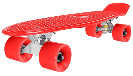 STRAUSS Cruiser PW Skateboard, ABEC-7 Bearings, PU Wheels with Light, Anti-Skid, 22x6 Inch, Ideal for 8+ Years, Red