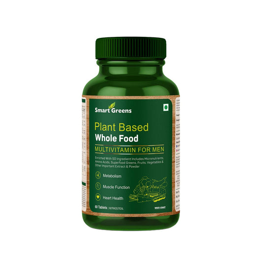 Smart Greens Plant Based Wholefood Multivitamin for Men Enriched with 50 Ingredients Includes Micronutrients Amino Acids Superfood Greens Fruits Vegetables  other Extract  Powder  60 Tablets