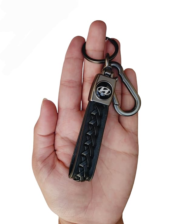 Hyundai leather CAR Keychain in premium Metal finish