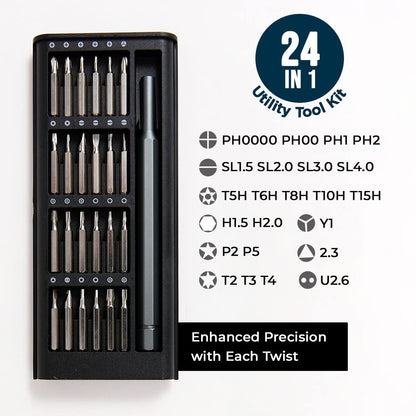 Cheston 24-in-1 Precision Screwdriver Set: Magnetic, Compact Kit for Electronics, Laptops, Phones, PCs, Glasses, Household Repair.