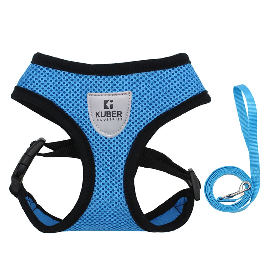 Homestic Reflective Dog Harness with Adjustable LeashBreathable Polyester Mesh Fabric with Top Carry HandleMedium SizeHAT-818Comfortable No-Pull GripQuick Release BucklesStylish DesignBlue