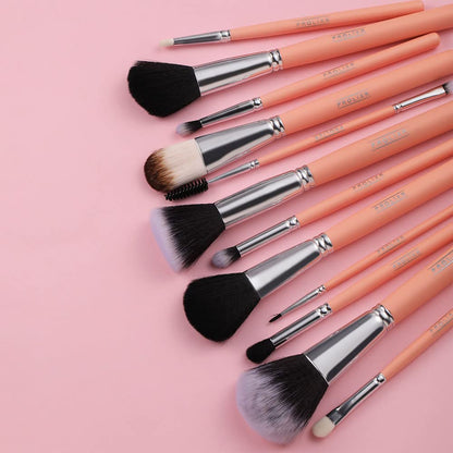 Prolixr Eye Makeup Brush Set - 12 Professional Vegan Brushes, Precise Application, Seamless Blending, Includes Pink Travel Pouch