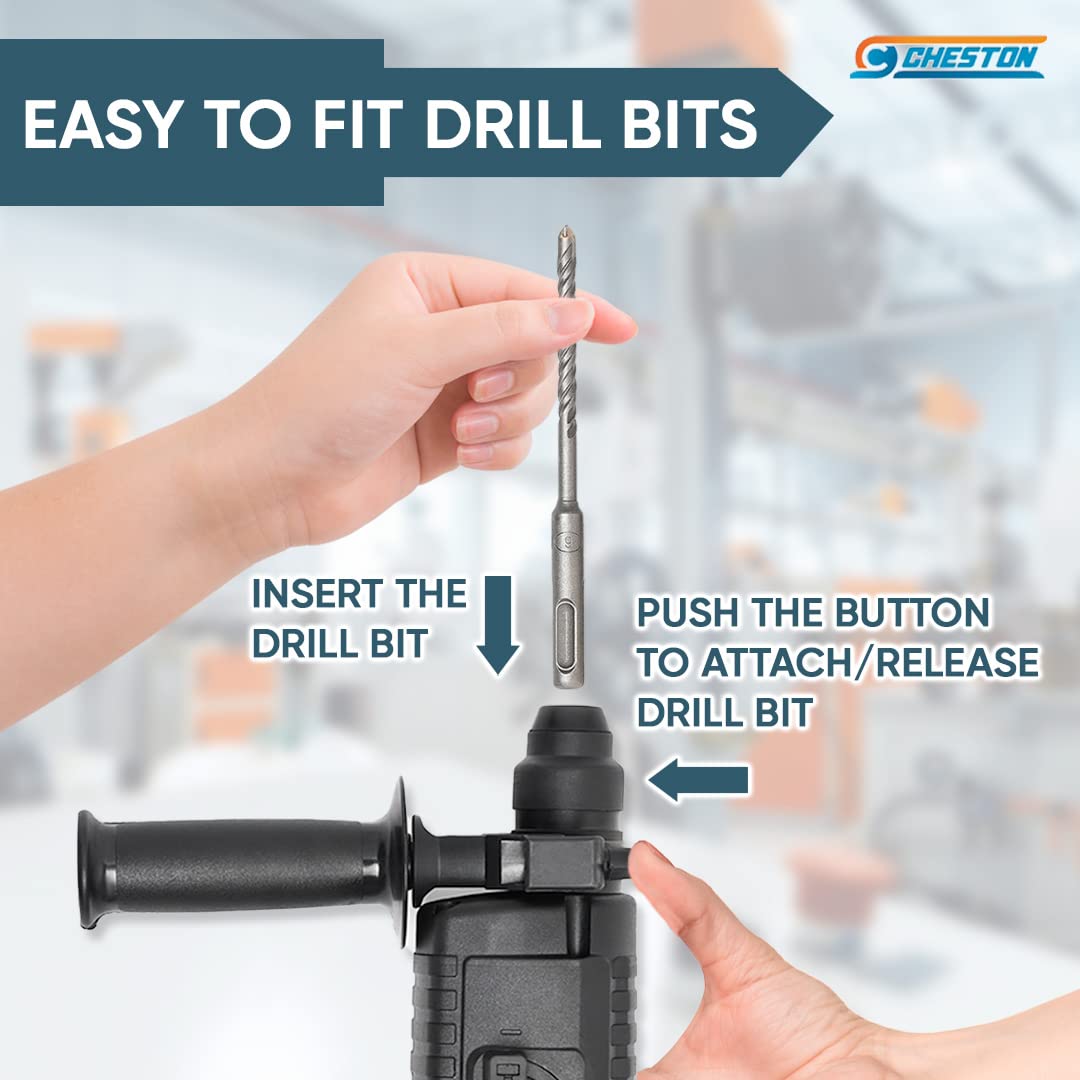 Cheston 20mm 500W Rotary Hammer, 3 drill bits, case, 600W Electric Air Blower, 80 mph, 3.0m³/min Dust Cleaner for Floor, AC, Computer, Car.