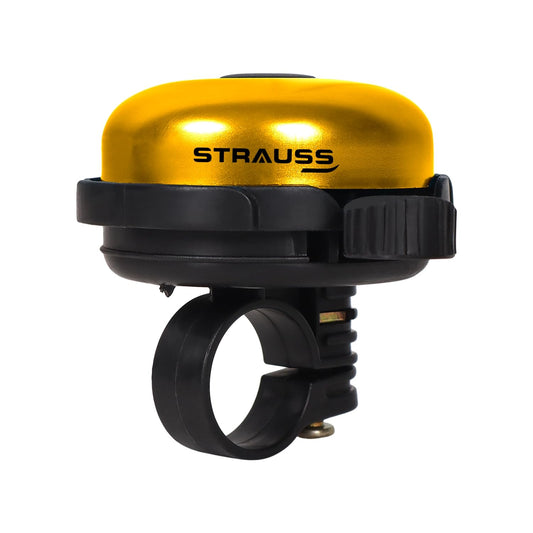 Strauss Ultra-Loud Bicycle Bell, Lightweight, Anti-Rust, Easy Flip Mechanism, Durable, Yellow.