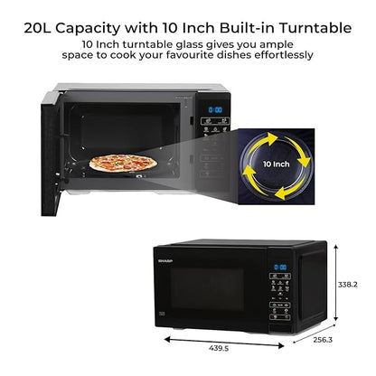 SHARP 20L Solo Microwave Oven R220KNK2023 Black Ceramic Cavity