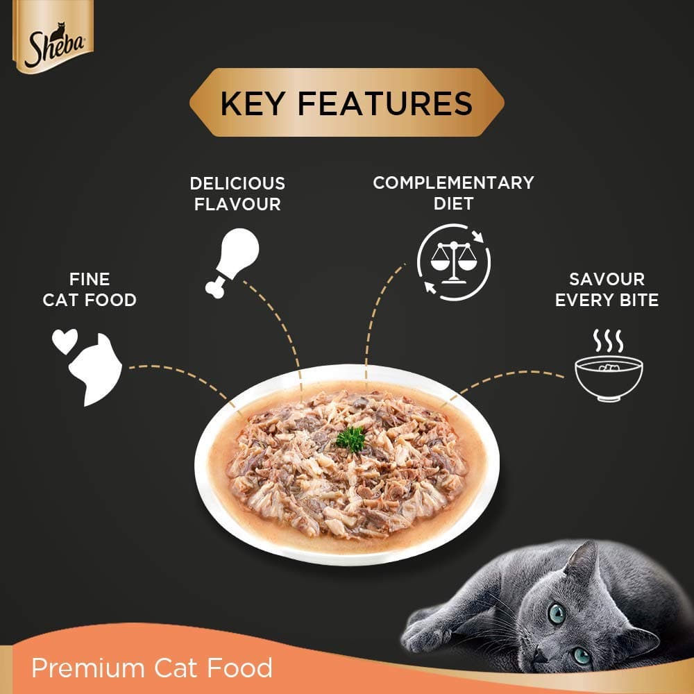 Sheba Chicken With Tuna In Gravy Premium Adult Cat Wet Food and Chicken All Life Stage Cat Dry Food Combo