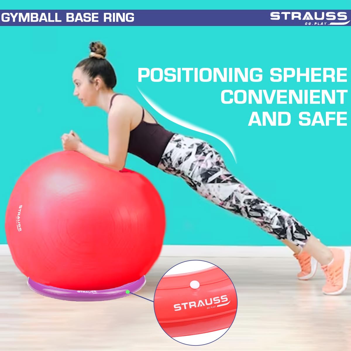 Strauss Gym Ball Base Ring  Round Anti SlipThickened  Stable Base Yoga Ball Fitness Balance Base  Suitable for HomeGym  OfficePurple