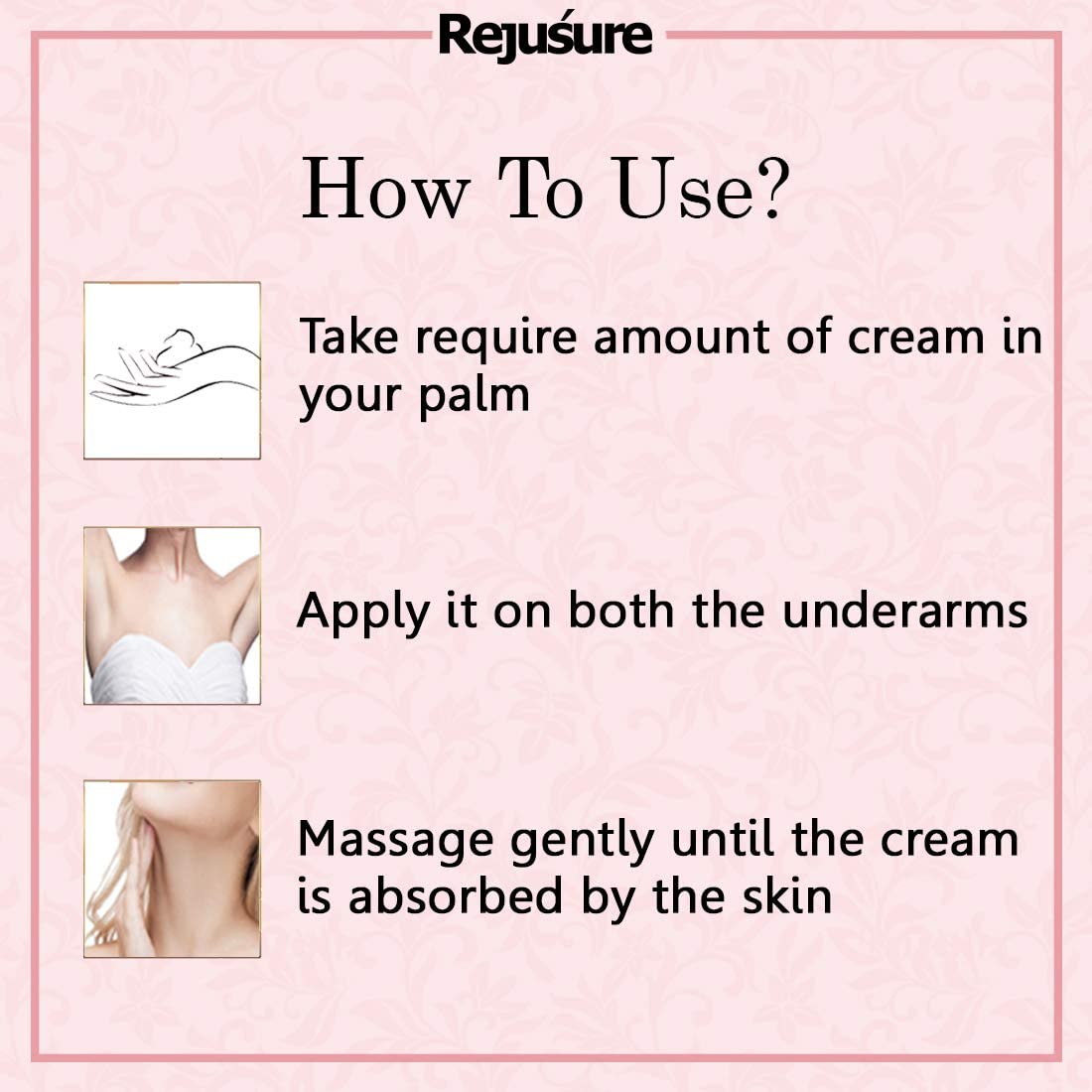 Rejusure Under Arm Cream - Brightens  Pores  Dark Spots  Warts  Underarm Care - 50 gm