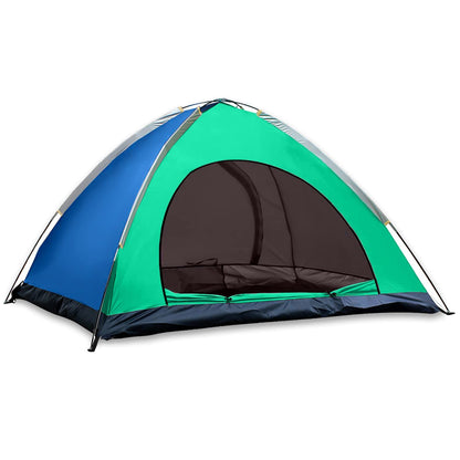 STRAUSS Portable Camping Tent - Quick 5-10 Min Setup, Waterproof, Superior Ventilation, Ideal for 2 Persons, Indoors/Outdoors, Blue/Green