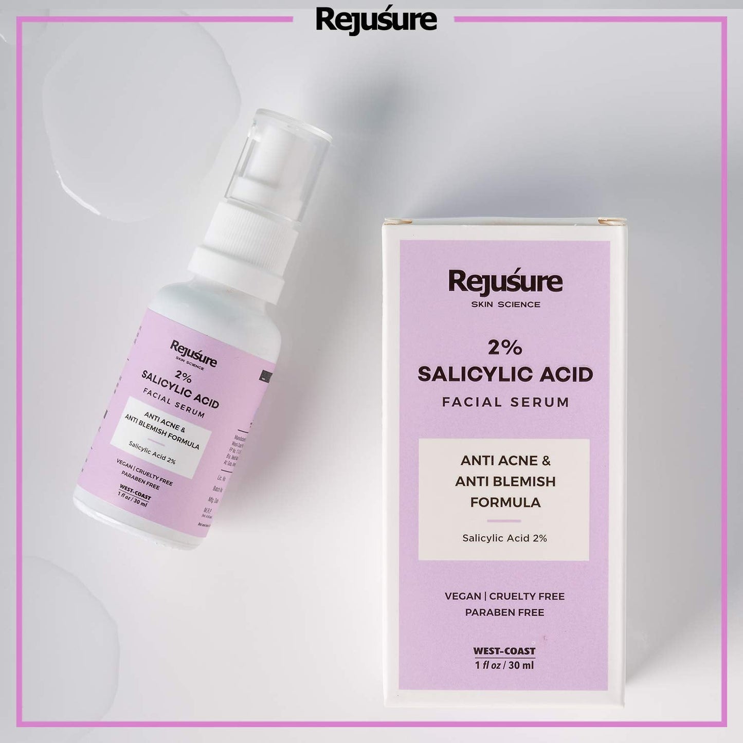 Rejusure 2 Salicylic Acid Acne Care Face Serum - Acne Blackheads  Open Pores  Excess Oil - 30 ml
