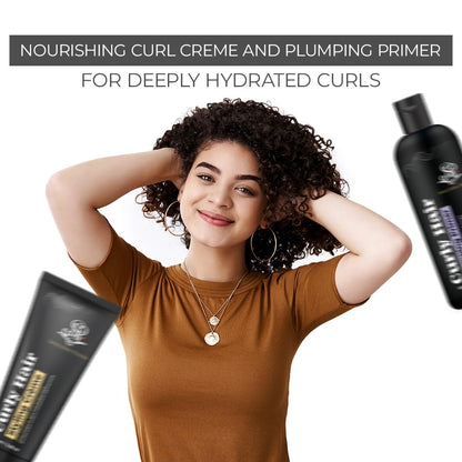 Plumping primer  Curly Hair cream comboHair care products for women created by Savio for Prolixr goodness of Hibiscus passion fruit Coconut Pack of 2