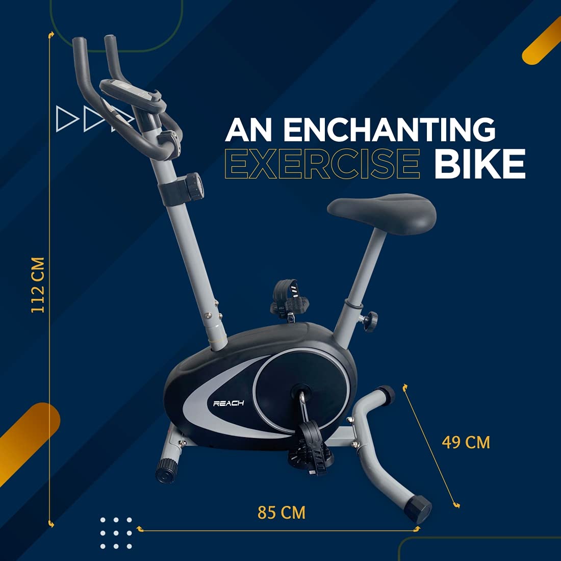 Reach B-202 Magnetic Exercise Cycle: 4kg Flywheel, Adjustable Resistance, Cushioned Seat, LCD Screen, Max User Weight 100kg.