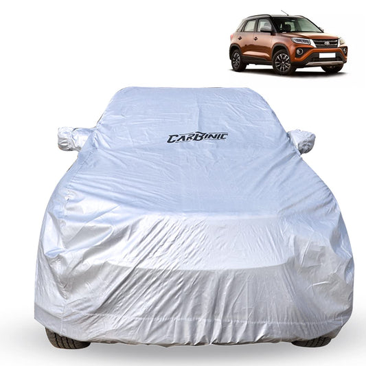 CarBinic Car Cover for Toyota Urban Crusier 2022 Water Resistant Tested And Dustproof Custom FitUV Heat Resistant Outdoor ProtectionWith Triple Stitched Fully Elastic Surface  Silver With Pockets