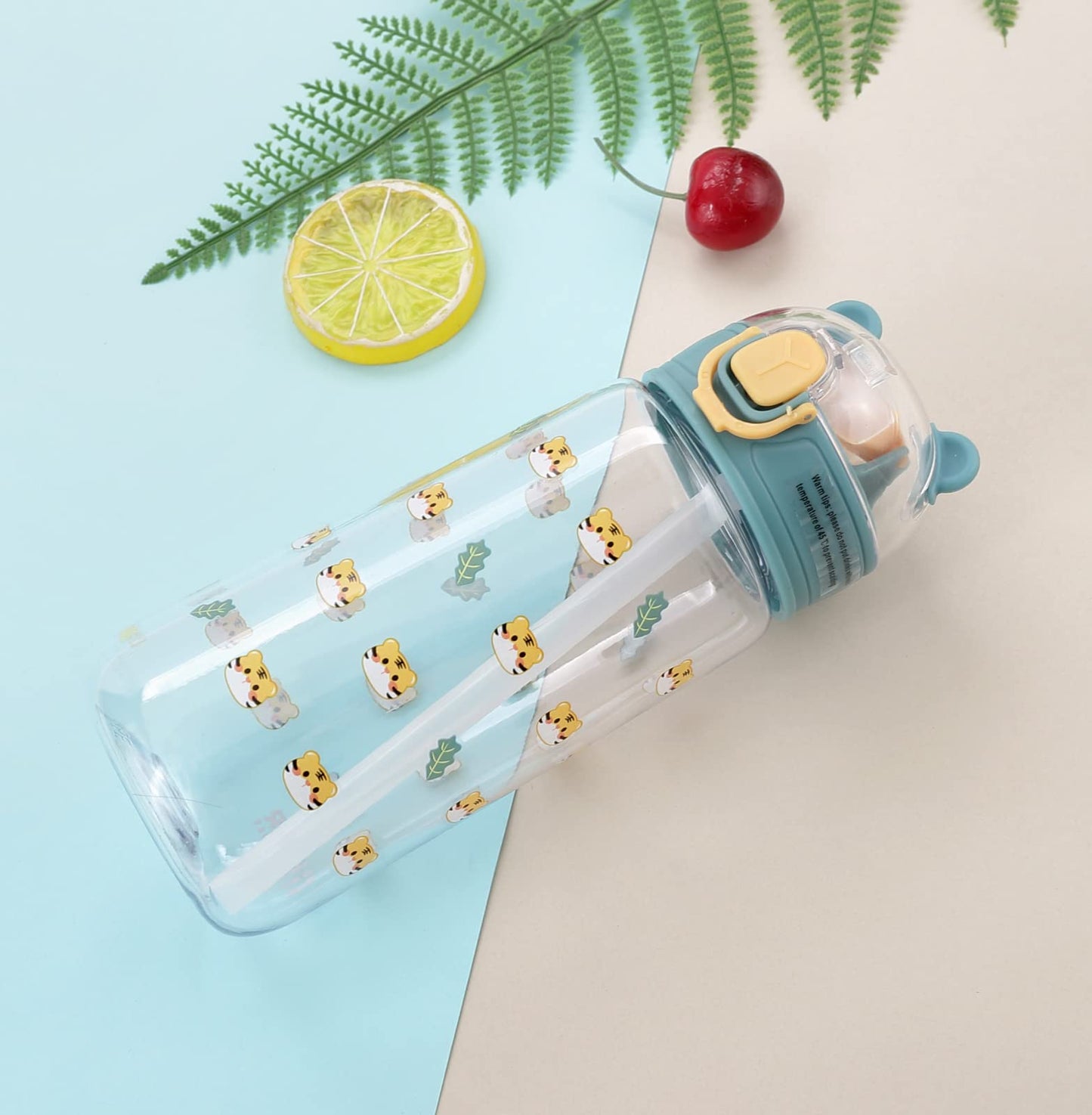 Homestic Sipper Bottle with Straw for Kids  Teddy Tumbler Sipper Cup I Cute Water Bottle with LidFood Grade PlasticOne Click OpenLeak Proof BPA Free 420 ml ISchool Boys Girls Transparent