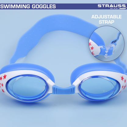 STRAUSS Swimming Goggles  Anti Fog  UV Protection  Swimming Goggles for Kids Adults  Fully Adjustable Swimming Goggles With A Case CoverPinkWhite