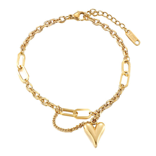 Yellow Chimes Gold Plated Heart Charm Bracelet for Women and Girls - Perfect Birthday or Anniversary Gift